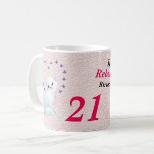 Het is haar Birthday Kitten en Flowers versie Koffiemok