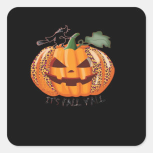 Het is herfst allemaal Luipaard Pompoen Gelukkig H Vierkante Sticker