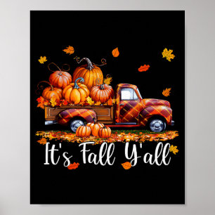 Het is herfst allemaal Pompoen Truck Herfst Boom H Poster