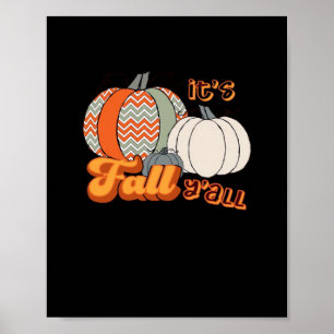 Het is herfst, grappige pompoenen chevron patroon poster
