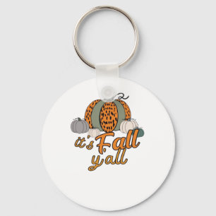 Het is herfst, grappige pompoenen luipaardpatroon sleutelhanger