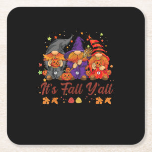 Het is herfst, Halloween-kabouters pompoen vintage Vierkante Kartonnen Onderzetter