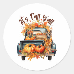 Het is herfst jongens Duitse Herders Pompoenen Tru Ronde Sticker
