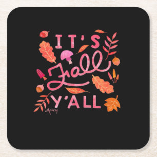 Het is herfst, jongens handlettering herfst citaat vierkante kartonnen onderzetter