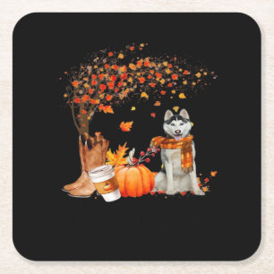 Het is herfst jongens, honden, Thanksgiving, Hallo Vierkante Kartonnen Onderzetter
