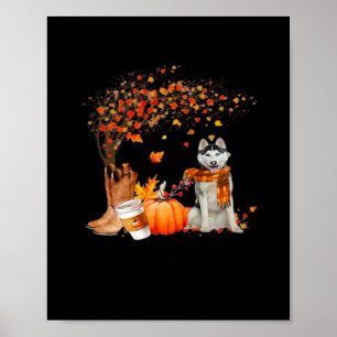 Het is herfst jongens, honden Thanksgiving Hallowe Poster