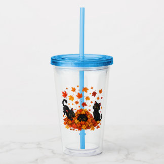 het is herfst jongens kat herfstblad boom herfst acryl drinkbeker