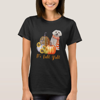 Het is Herfst Jongens Maltezer Hond Luipaard Pompo T-shirt