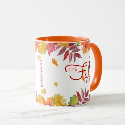 Het is Herfst Y'all Autumn Leaves Personalized Mok (Voorkant rechts)