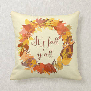 Het is Herfst Y'all Autumn Leaves Wreath Pillow Kussen