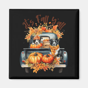 Het is Herfst Y'all Border Collie Pompoenen Truck  Magneet