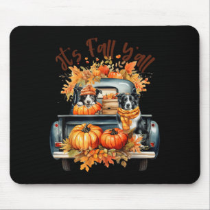Het is Herfst Y'all Border Collie Pompoenen Truck  Muismat
