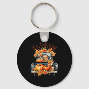 Het is Herfst Y'all Border Collie Pompoenen Truck Sleutelhanger