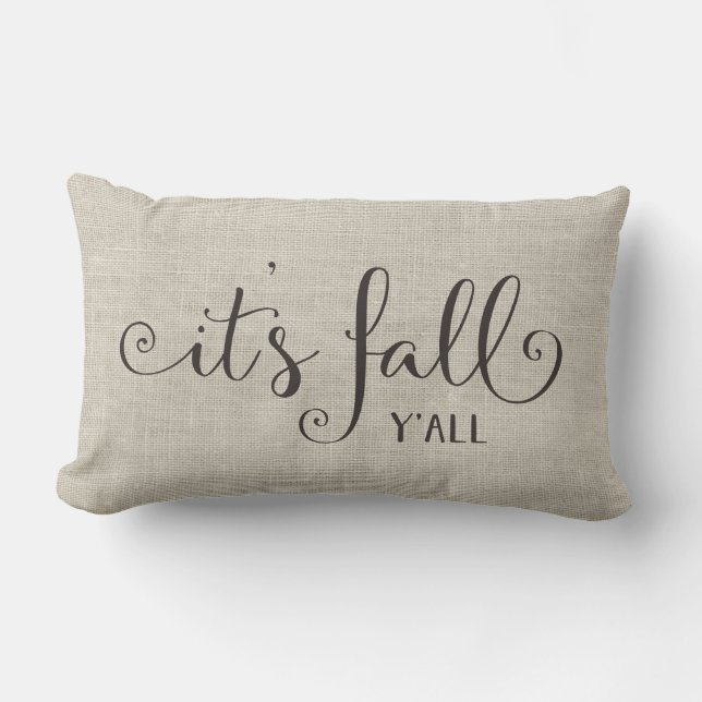 het is herfst y'all burlap typografie kussen (Voorkant)