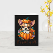 Het is Herfst Y'all cute bloemige Pompoen Chihuahu Kaart (Gele Bloem)