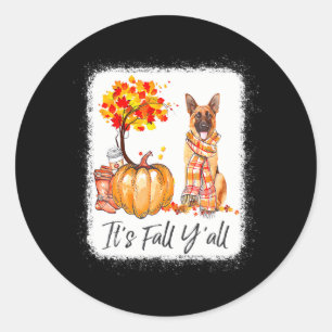 Het is Herfst Y'all Duitse herdershond Halloween Ronde Sticker