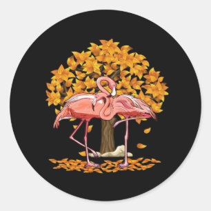Het is Herfst Y'all Flamingo Thanksgiving Hallowee Ronde Sticker