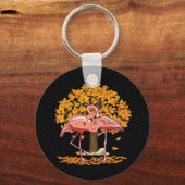 Het is Herfst Y'all Flamingo Thanksgiving Hallowee Sleutelhanger (Voorkant)