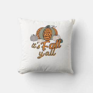 Het is Herfst Y'all, Funny Pumpkins Leopard Patter Kussen