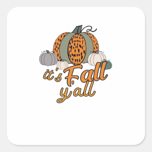Het is Herfst Y'all, Funny Pumpkins Leopard Patter Vierkante Sticker (Voorkant)