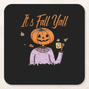 Het is Herfst Y'all Funny Vierkante Kartonnen Onderzetter