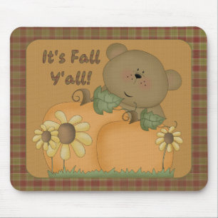 "Het is Herfst Y'all" Herfst Teddy Bear Mousepad 1 Muismat