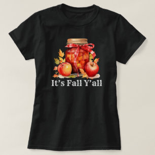 Het is Herfst Y'all herfstseizoen pompoenzwart T-shirt