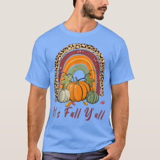 Het is Herfst Yall Leopard Rainbow Pumpkin Autumn  T-shirt
