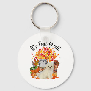 Het is Herfst Y'all Maltese Dog Pumpkin Herfst her Sleutelhanger