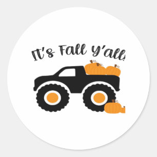 Het is Herfst Y'all Monster met Pumpkins Graphic D Ronde Sticker