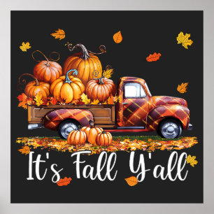 Het is Herfst Y'all Pumpkin Truck Autumn Tree Herf Poster