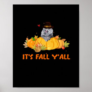 Het is Herfst Y'all Schattige Lovers Thanksgiving Poster