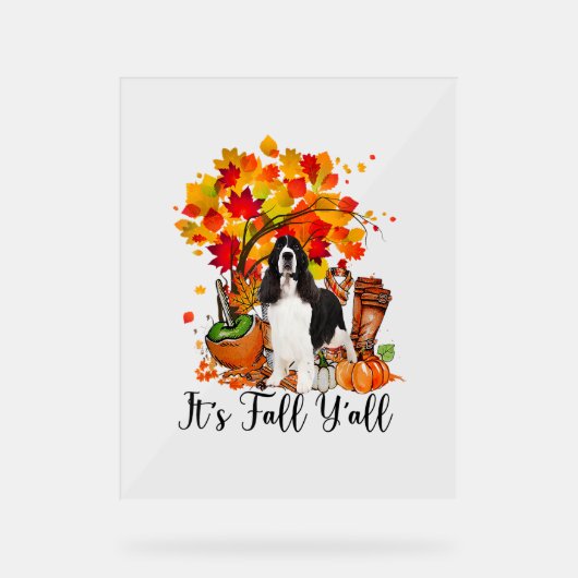 Het is Herfst Y'all Springer Spaniel Dog Halloween Acryl Bord (Voorkant)