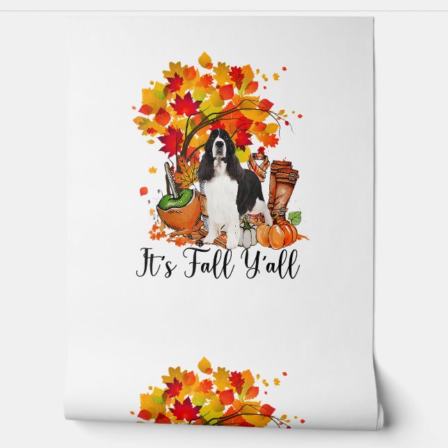 Het is Herfst Y'all Springer Spaniel Dog Halloween Behang (Afrollen)