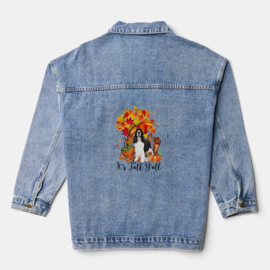 Het is Herfst Y'all Springer Spaniel Dog Halloween Denim Jacket (Achterkant)