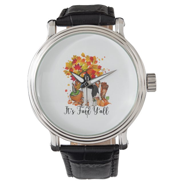 Het is Herfst Y'all Springer Spaniel Dog Halloween Horloge (Voorkant)