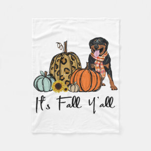 Het is Herfst Y'all Yellow Rottweiler Dog Leopard Fleece Deken