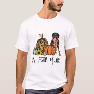 Het is Herfst Y'all Yellow Rottweiler Dog Leopard  T-shirt