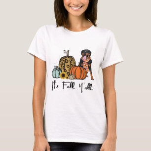 Het is Herfst Y'all Yellow Rottweiler Dog Leopard T-shirt