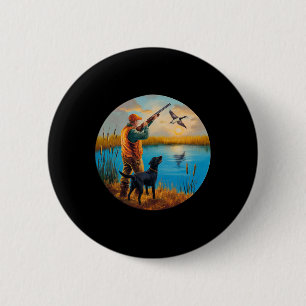Het is het Black Labrador Hunting Lab. waterloop v Ronde Button 5,7 Cm