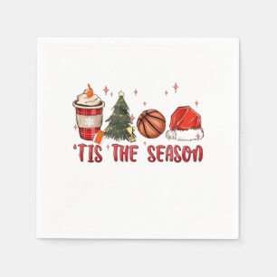 Het is het kerstseizoen Xmas Kerstmis Basketbal  Servet