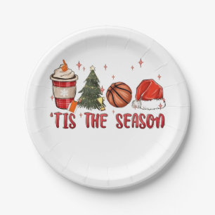 Het is het kerstseizoen Xmas Kerstmis Basketball  Papieren Bordje