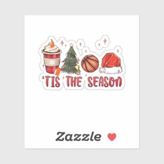 Het is het kerstseizoen Xmas Kerstmis Basketball Sticker (Vel)