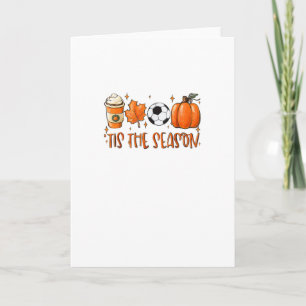 Het Is Het Seizoen Blad Latte Herfst Football Kaart
