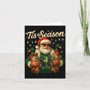 Het Is Het Seizoen Cool Santa Eend Kerst Ontwerp Kaart