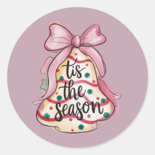 Het Is Het Seizoen Coquette Strik Gekkerd Roze Xma Ronde Sticker