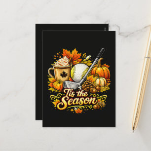 Het Is Het Seizoen Herfst Golf Pompoen Kruid Koffi Feestdagenkaart