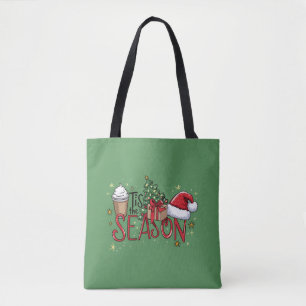 Het Is Het Seizoen Kerstboom Latte Koffie Kerstmis Draagtas