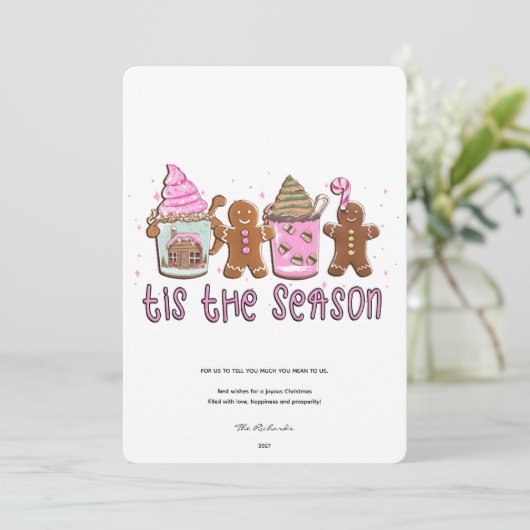 Het is het seizoen Kerstmis kerstkaart (Staand voorkant)