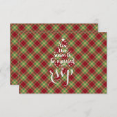 Het is het seizoen om getrouwd te zijn Rode geruit RSVP Kaartje (Voorkant / Achterkant)